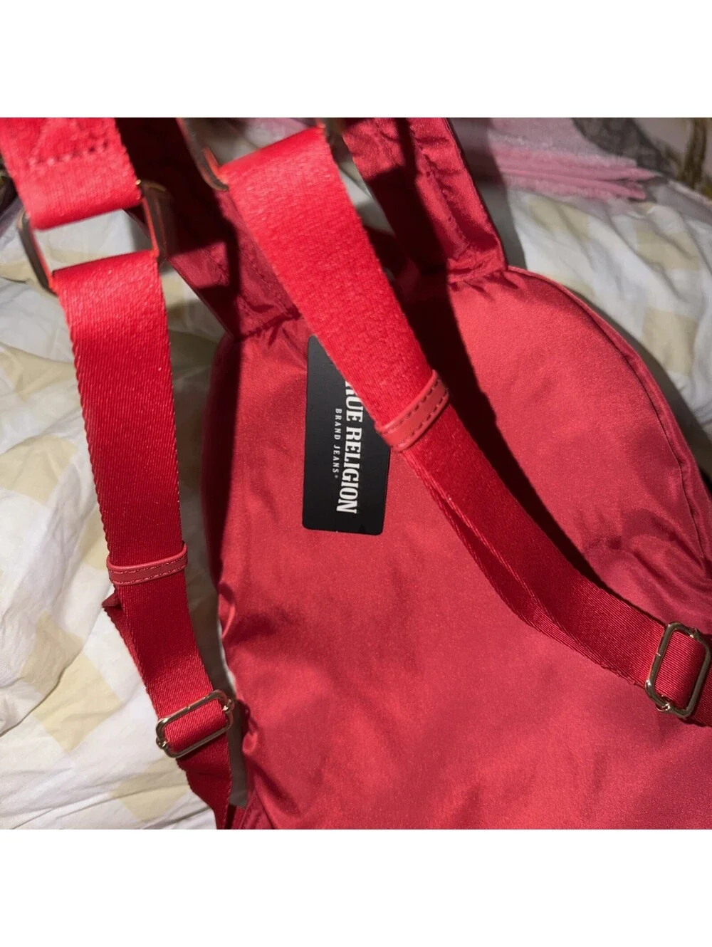 TRUE RELIGION Logo Big T Backpack RED-BLACK
